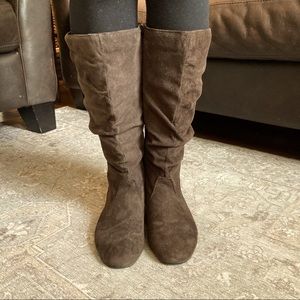 Faux-Suede Slouchy Tall Boots
